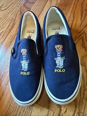 Polo Ralph Lauren Navy Blue Keaton  Bear Slip-On Sneakers